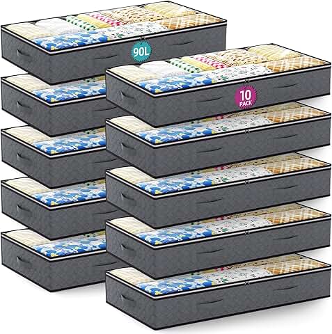 10 Under Bed Storage Bins with Clear Windows