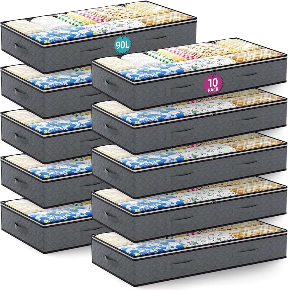 10 Under Bed Storage Bins with Clear Windows
