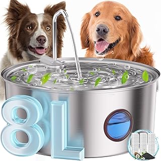 Large Stainless Steel Dog Water Fountain with Filter