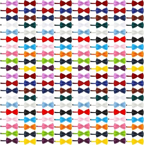 160 Pcs Adjustable Dog and Cat Bow Ties in 20 Colors