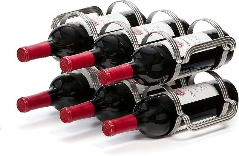 6-bottle countertop wine rack in silver