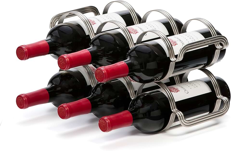 6-bottle countertop wine rack in silver