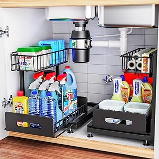 Two Under Sink Storage Baskets with Sliding Shelves