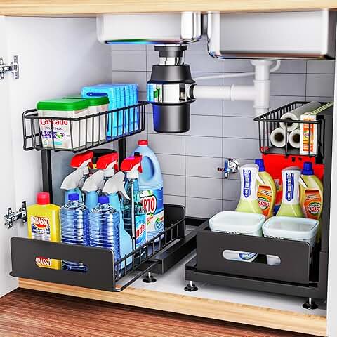 Two Under Sink Storage Baskets with Sliding Shelves