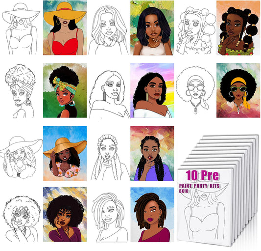Pre Drawn Canvas for Painting 8x10 10 Pack