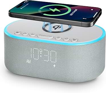 Wireless Charging Alarm Clock with Bluetooth and FM Radio