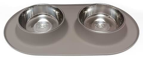 Messy Mutts Double Silicone Dog Food Bowls, 3 Cups