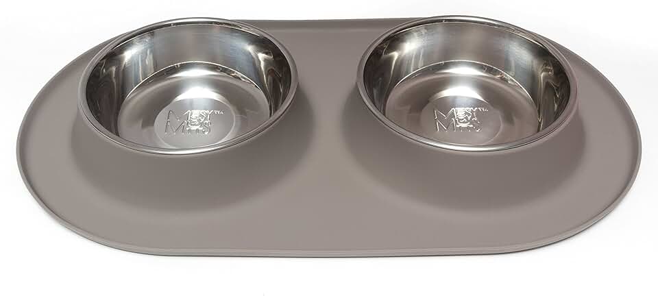Messy Mutts Double Silicone Dog Food Bowls, 3 Cups