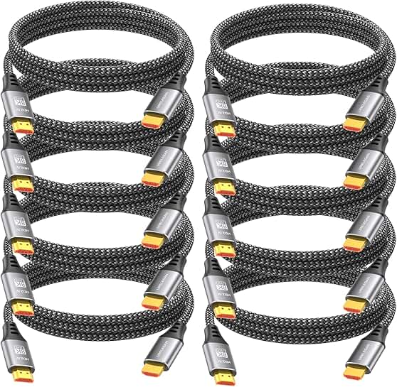 10-Pack 10FT HDMI Cables for 8K and 4K Gaming