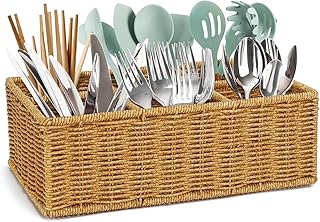 Wicker Silverware Caddy for Party and Storage