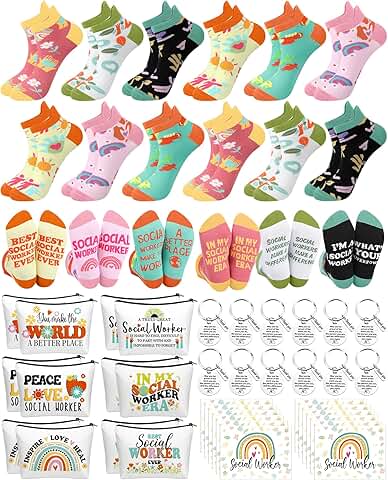 48 Pcs Christmas Gift Set with Socks, Bag, Keychain, Card