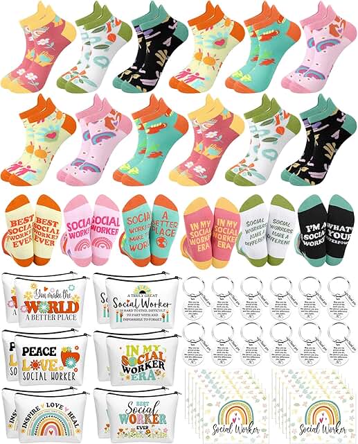 48 Pcs Christmas Gift Set with Socks, Bag, Keychain, Card