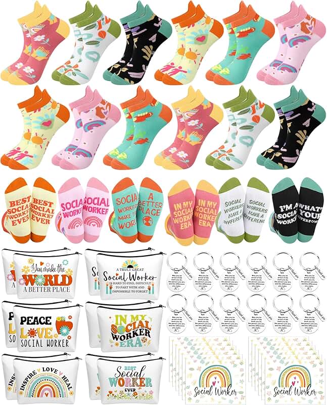 48 Pcs Christmas Gift Set with Socks, Bag, Keychain, Card