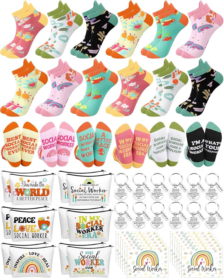 48 Pcs Christmas Gift Set with Socks, Bag, Keychain, Card