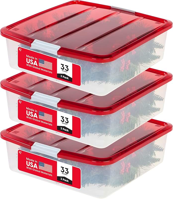 33 Qt. Holiday Wreath Storage Container Box, 3-pack