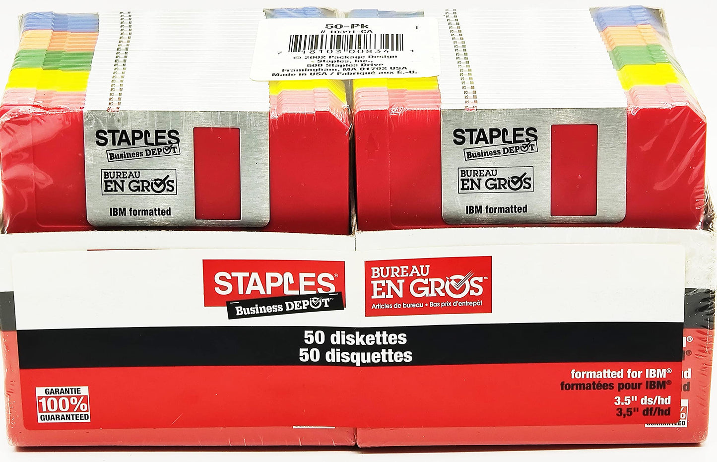 50/Pack 3.5 in. 1.44MB Multi-Colored Floppy Diskettes, PC/IBM Formatted
