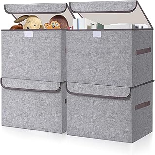 Large 22 Quart Foldable Fabric Storage Bins with Handles, 4 Pack