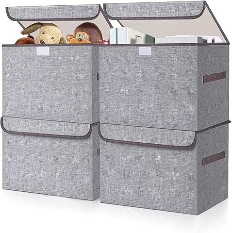 Large 22 Quart Foldable Fabric Storage Bins with Handles, 4 Pack
