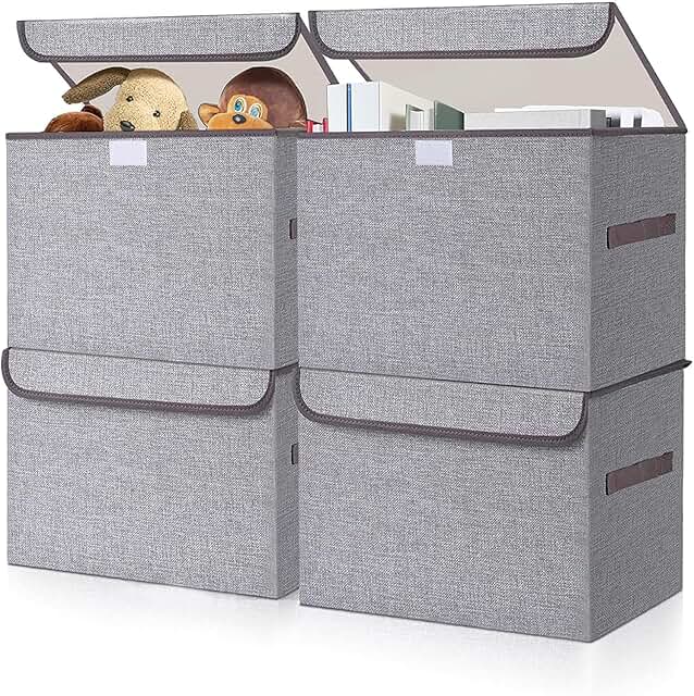 Large 22 Quart Foldable Fabric Storage Bins with Handles, 4 Pack