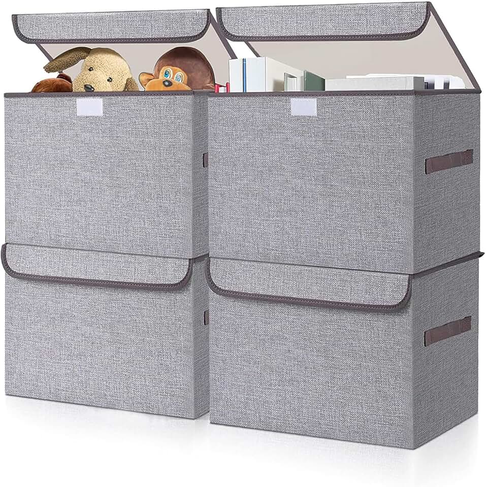 Large 22 Quart Foldable Fabric Storage Bins with Handles, 4 Pack