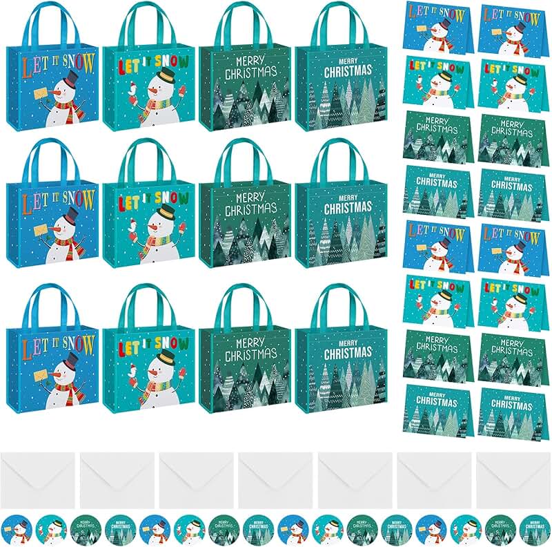 48 Large Christmas Gift Bags with Cards and Stickers