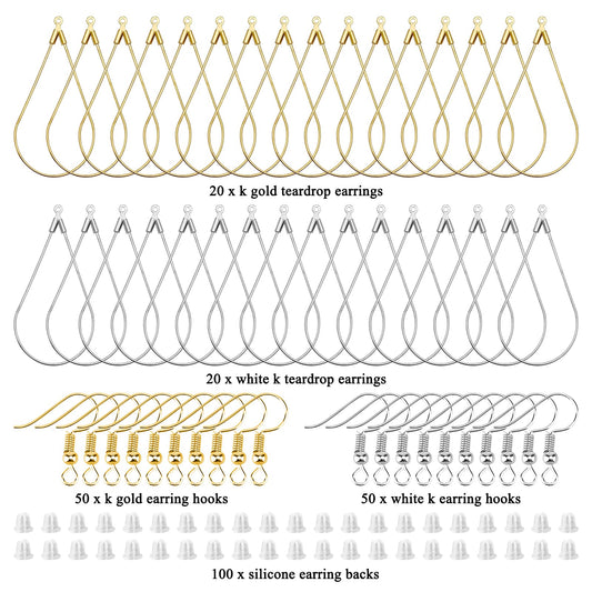 DIY Beading Earrings Kit with Teardrop Hoops and Hooks