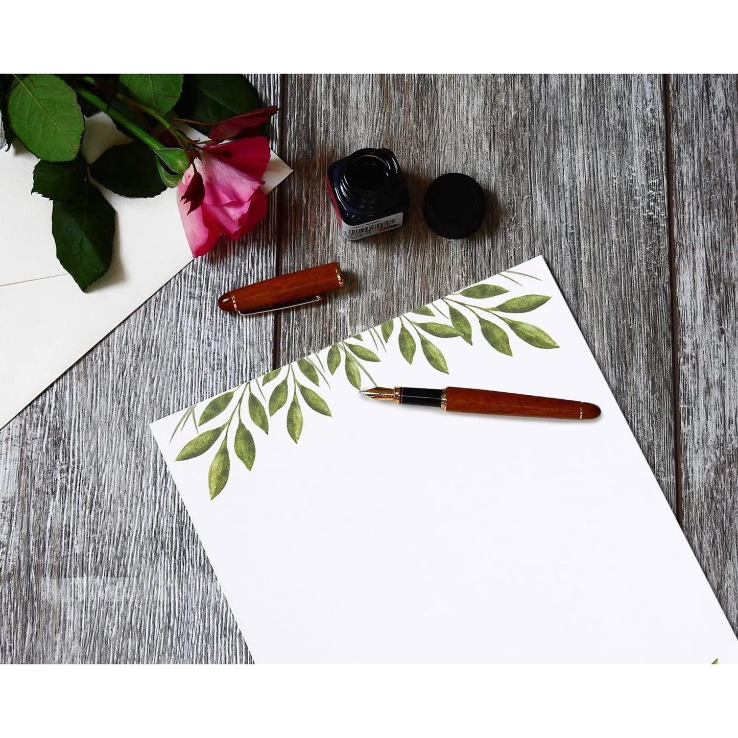Leaf Design Stationery Paper Set, 8.5 x 11, 48 Sheets