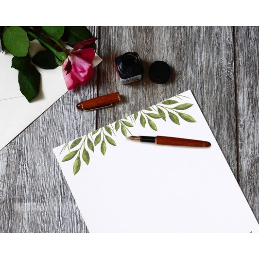 Leaf Design Stationery Paper Set, 8.5 x 11, 48 Sheets