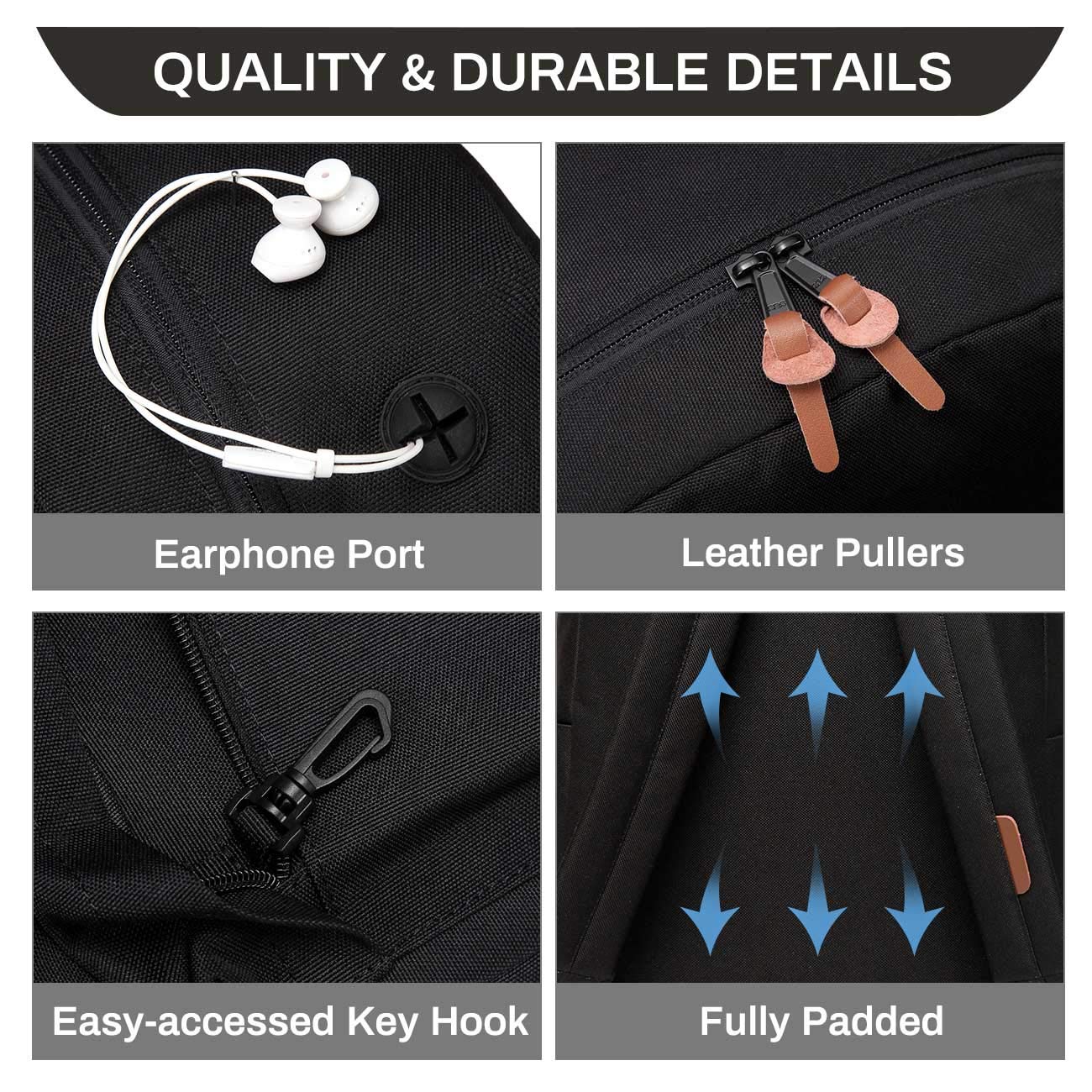 School backpack, Lightweight Casual Classic Water-resistant School Rucksack Travel Backpack 15 inch Laptop Black
