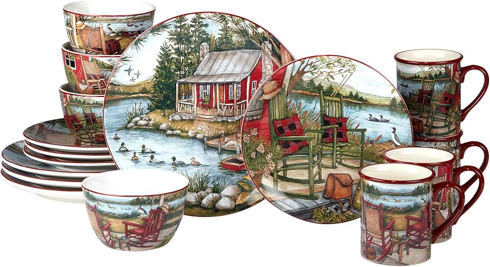 Lake Retreat 16-Piece Dinnerware Set for Four