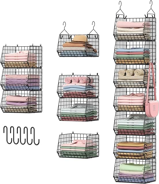 7-Tier Foldable Hanging Closet Organizer with Hooks