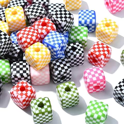 50pcs Colorful Acrylic Square Beads for Jewelry Making