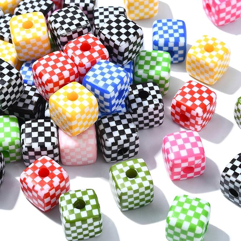 50pcs Colorful Acrylic Square Beads for Jewelry Making