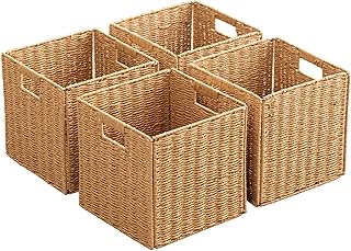 Foldable Handwoven Storage Baskets for Shelves