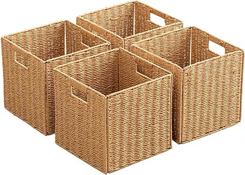 Foldable Handwoven Storage Baskets for Shelves