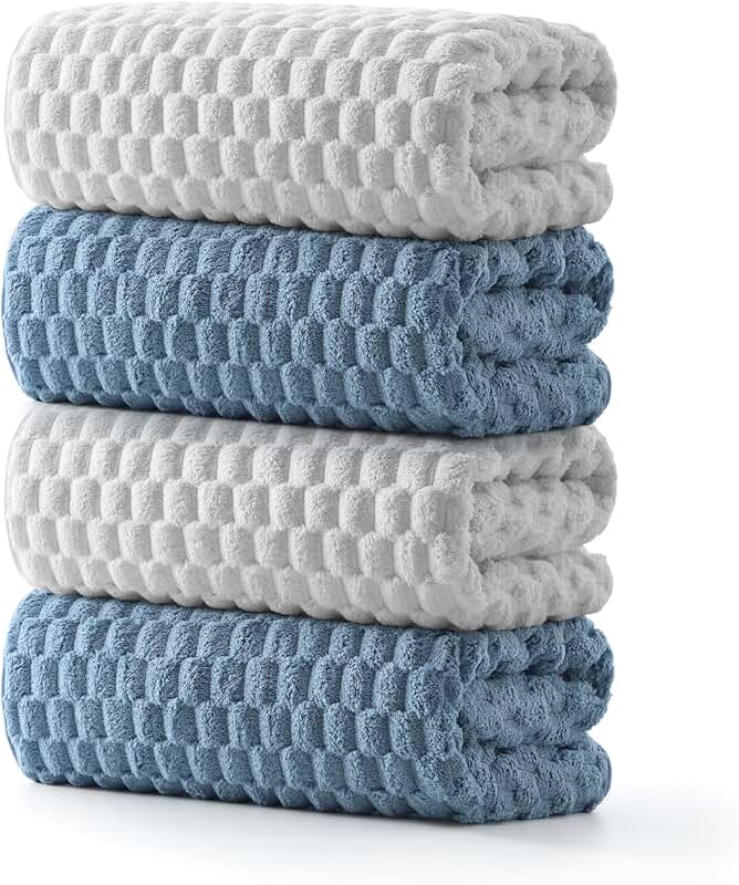 Set of 4 Large Soft Microfiber Bath Towels
