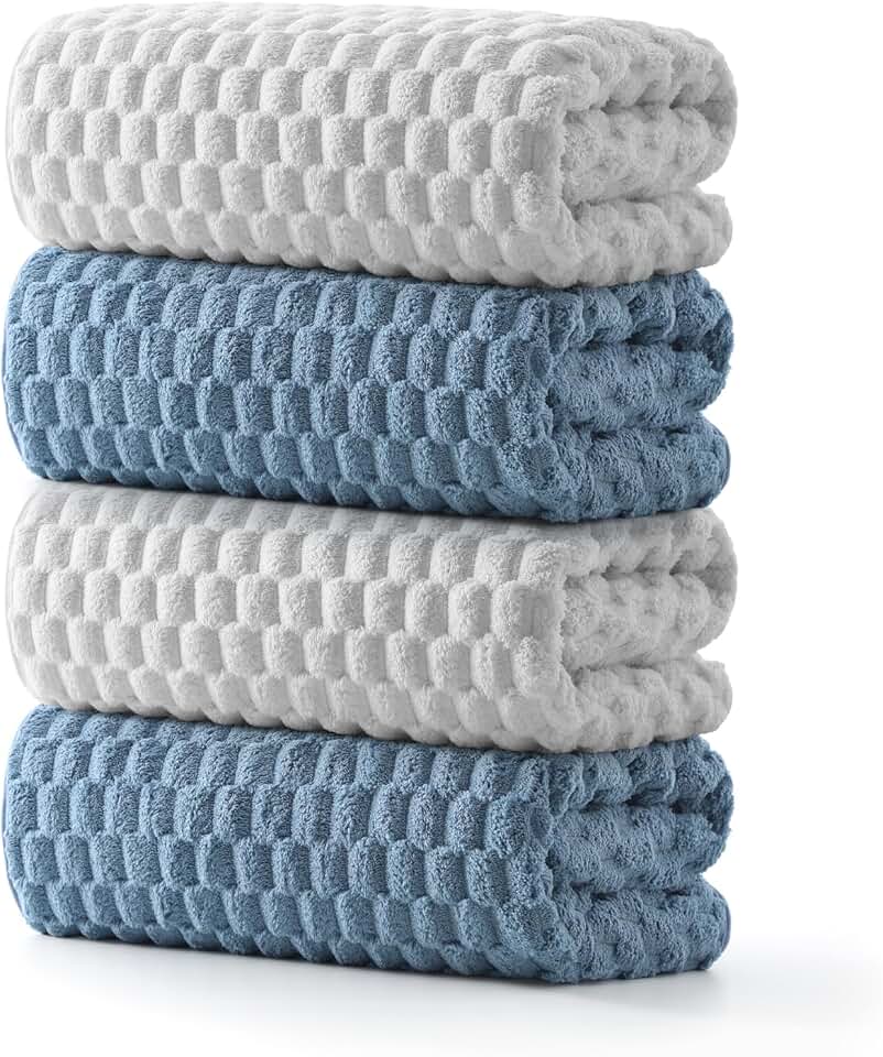 Set of 4 Large Soft Microfiber Bath Towels