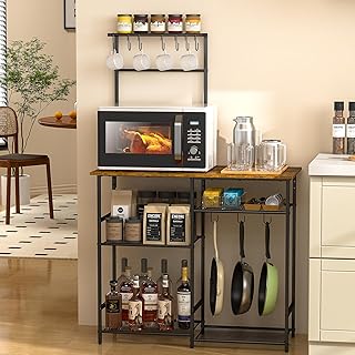 Rustic Brown 6-Tier Kitchen Storage and Coffee Bar