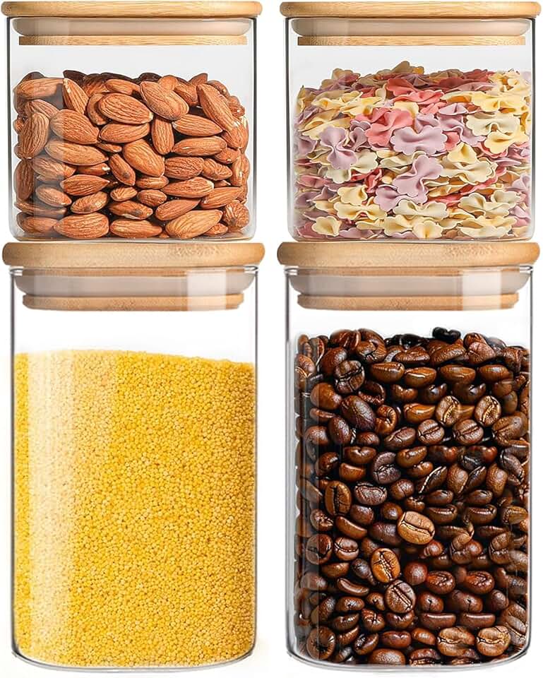 Airtight Glass Storage Jars with Bamboo Lids