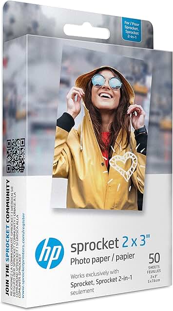 50 Sheets of Sticky Back Photo Paper for Sprocket Printers