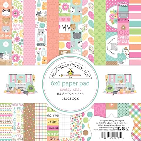 Double-Sided 6x6 Inch Paper Pad with Kitty Design