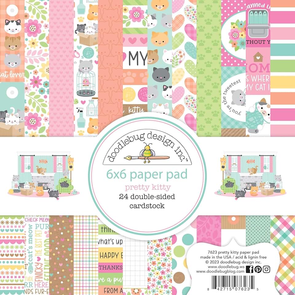 Double-Sided 6x6 Inch Paper Pad with Kitty Design