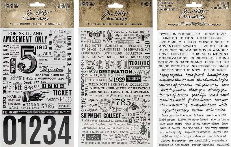 Bundle of Three Eccentric, Specimen, and Tiny Text Remnant Rubs
