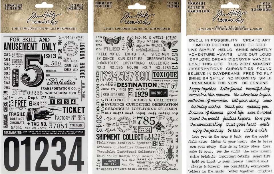 Bundle of Three Eccentric, Specimen, and Tiny Text Remnant Rubs