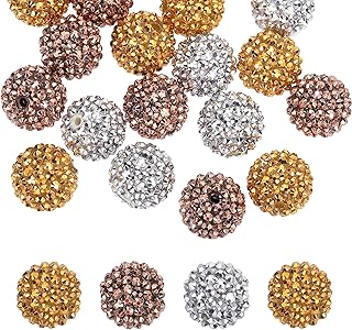 20mm Resin Rhinestone Beads, 30 Pack for Jewelry and Keychains