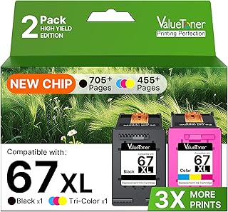 Remanufactured Ink Cartridges for HP 67 Black and Color Pack