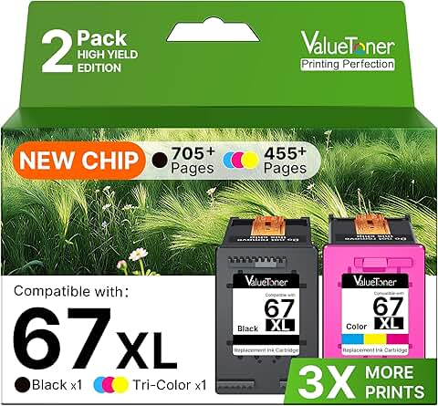 Remanufactured Ink Cartridges for HP 67 Black and Color Pack