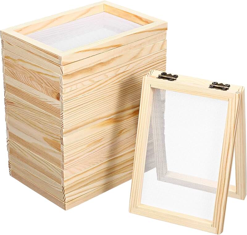 10 Pack Wooden Paper Making Frames for Crafts