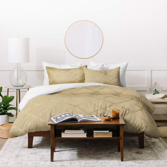 Georgiana Paraschiv Gold V01 Duvet Set with Two Pillow Shams, Queen/Full