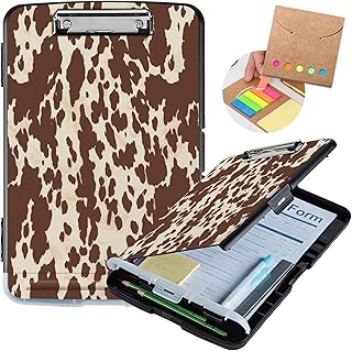 Heavy Duty Plastic Clipboard with Storage and Cow Print